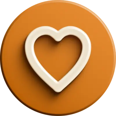 orange heart in circle