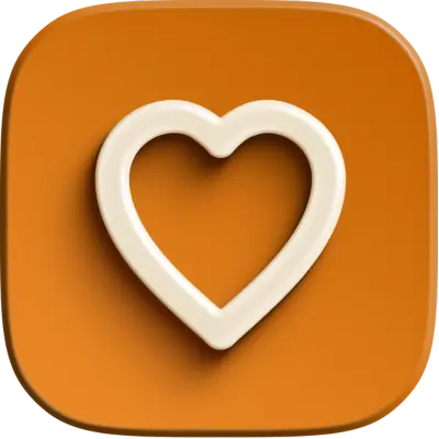 orange heart in square