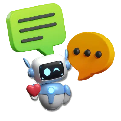 Speech Bubbles - AI Bot Winking and Holding a Red Heart