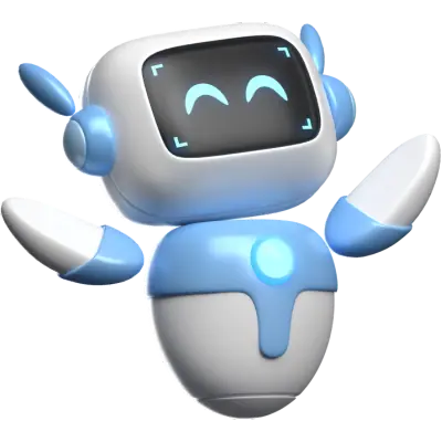 ai robot with arms in the air smiling