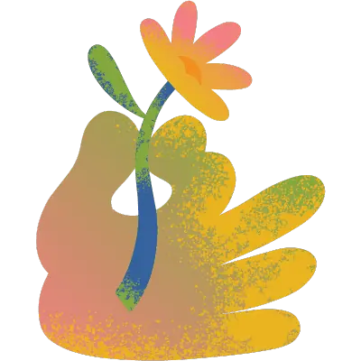 hand holding flower graphic