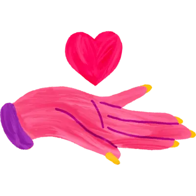 hand holding heart graphic
