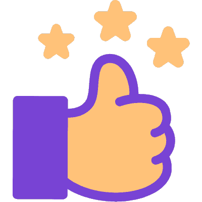 thumbs up with three stars above