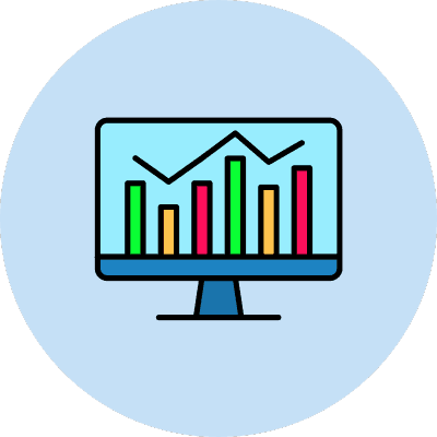 bar and line graph on computer