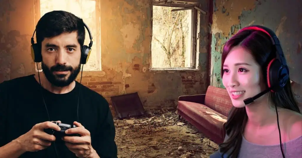 Abandoned Living Room - Female and Male Gamers
