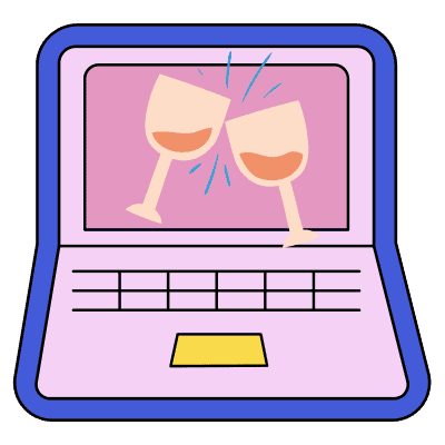 Laptop - Wine Glasses Toasting - Virtual Wine Tasting Icon