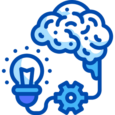 brain and lightbulb with gear