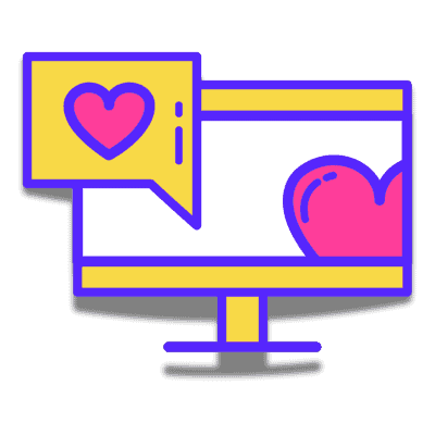 heart in text bubble with heart inside computer