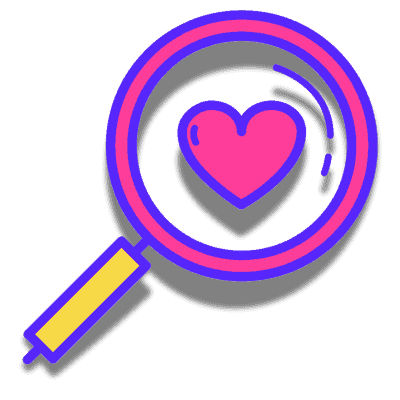 heart inside magnifying glass