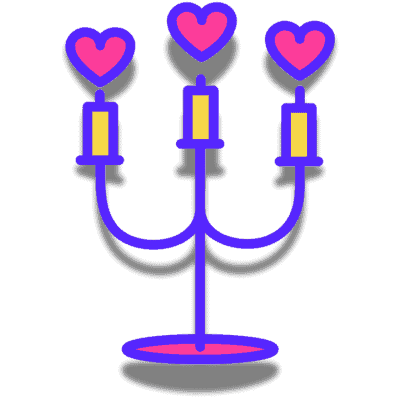 hearts above candelabra