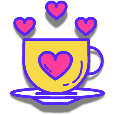 multiple hearts above cup