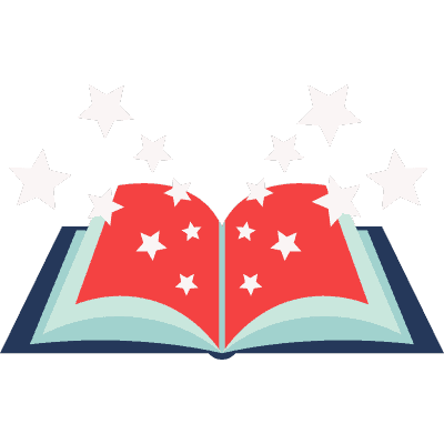 open book with stars