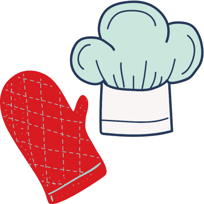 oven mit and chef hat