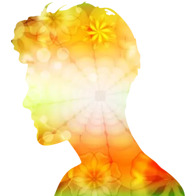 Head Man Silhouette with Positive Color