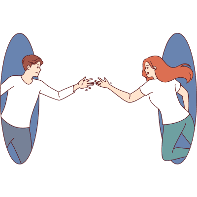 man and woman touching hands