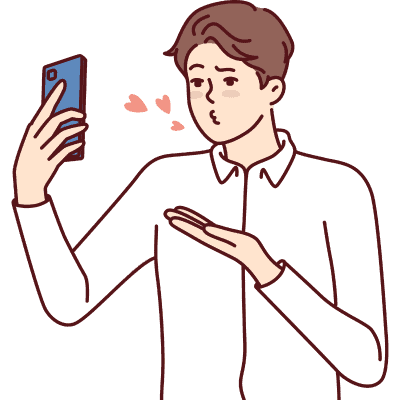 man blowing kisses at phone