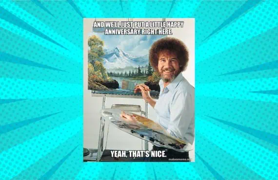 bob ross anniversary meme