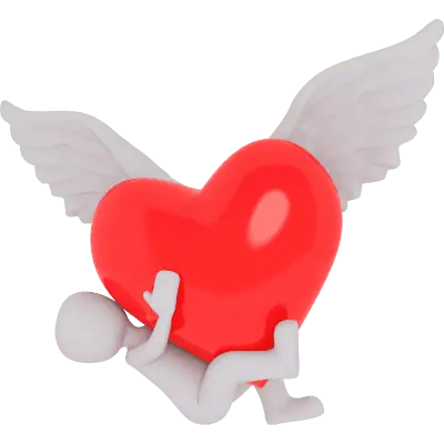 person holding onto heart with wings