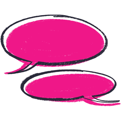 two pink speech bubbles