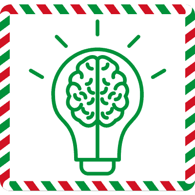 brain lightbulb christmas icon