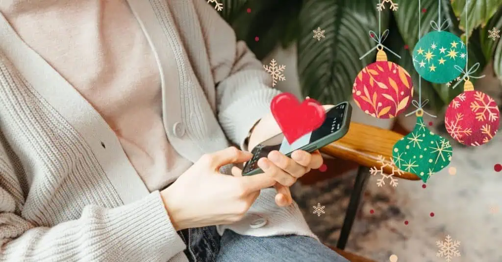 woman using dating app during the holidays