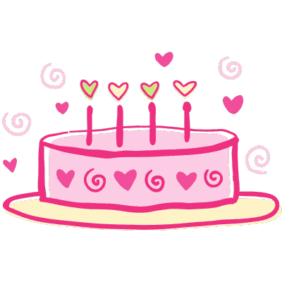 cake with hearts and candles