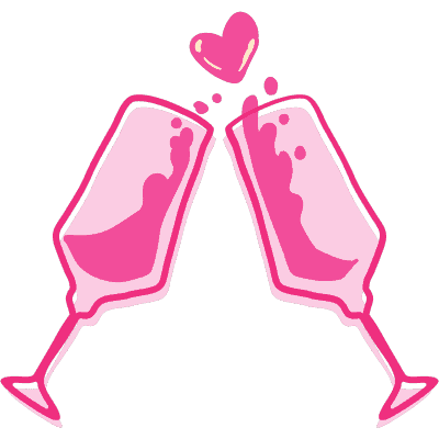 heart above two champagne glasses