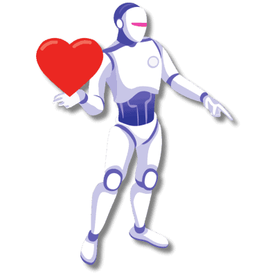 AI Bot holding heart