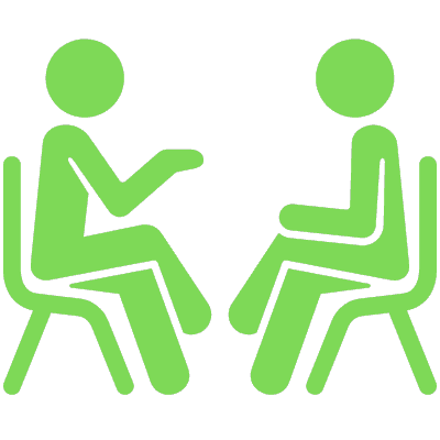 two people sitting having a conversation